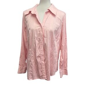 Context Woman Plus Size 20W Long Sleeve Button Down Stretch Cotton Top